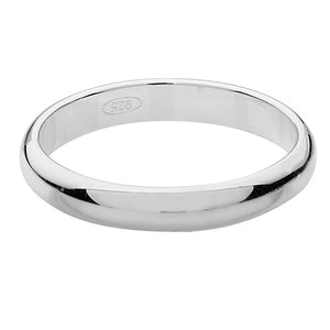 Silver 3mm Court Shape Plain Band