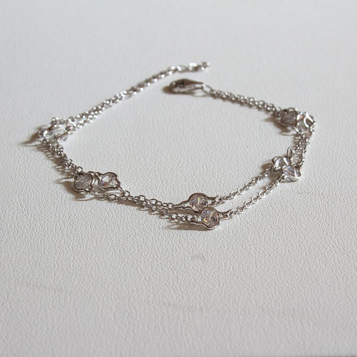 Double Silver CZ Station Bracelet |Carathea