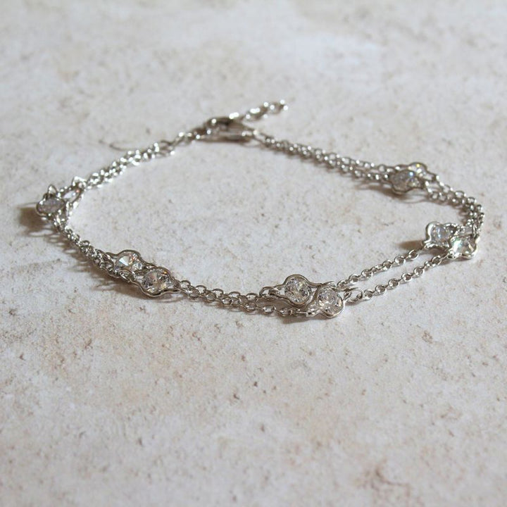 Double Silver CZ Station Bracelet |Carathea