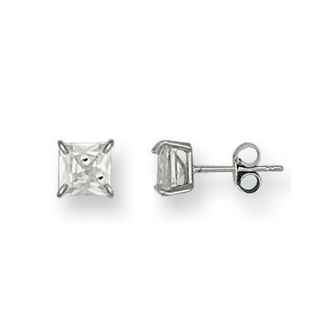 9ct white gold 6 mm square cz stud earrings | Carathea & Jools Bridgwater jewellers
