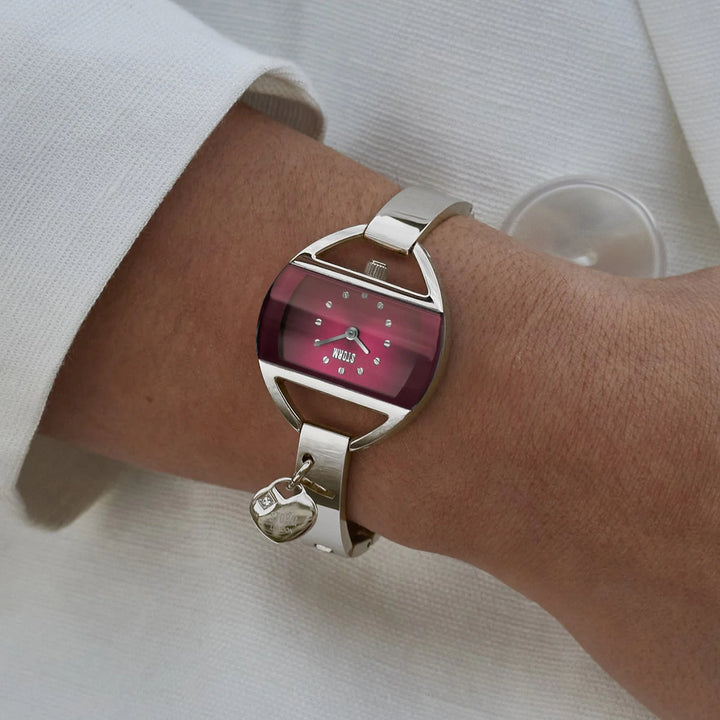 Storm Watch with red face and silver band on a white background | Carathea jewellers