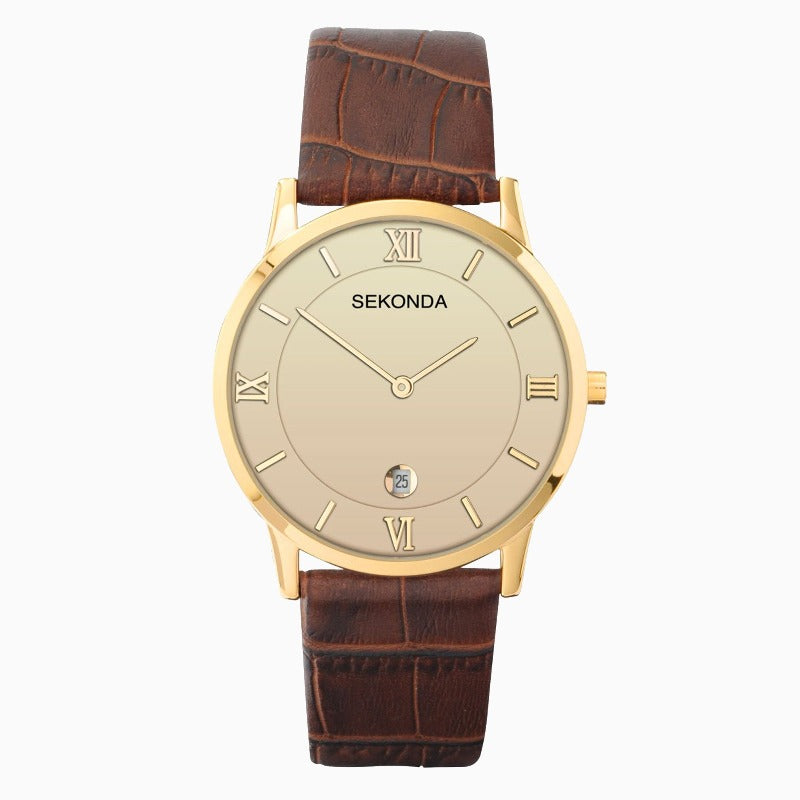 Sekonda men's brown and gold classic watch - Carathea jewellers