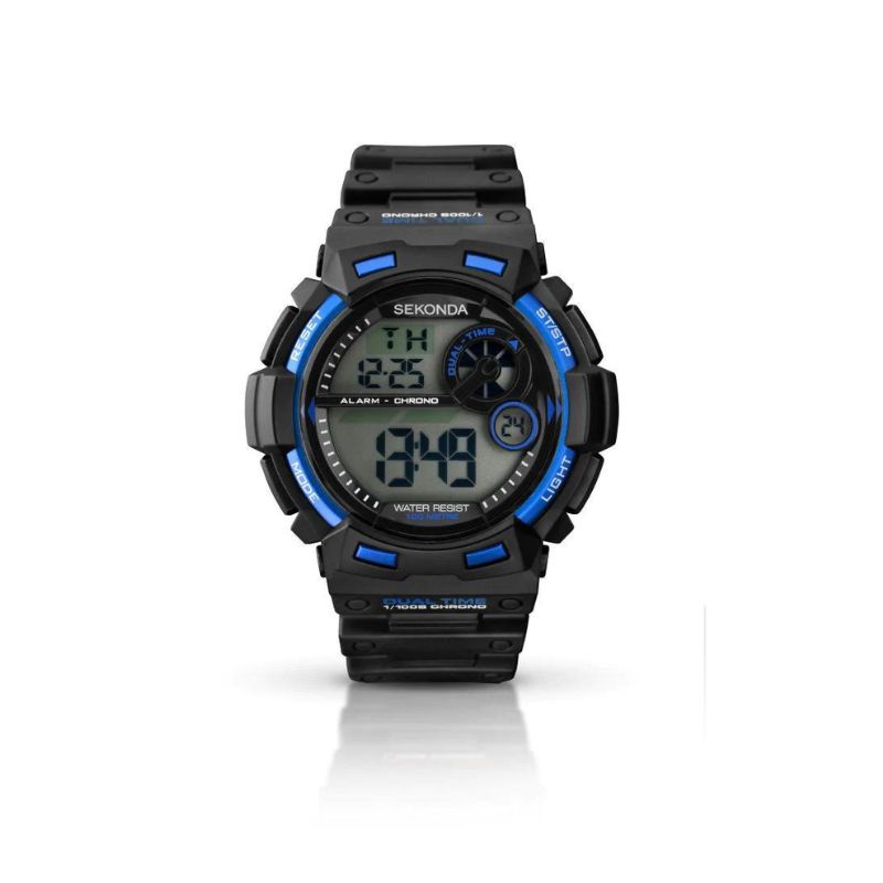 Sekonda Digital Chronograph Watch in Black and Blue 1035 Watches Carathea 