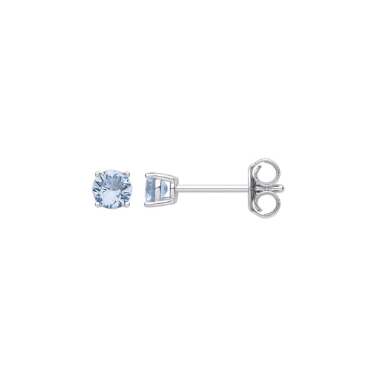 Silver 4mm Blue CZ Stud Earrings