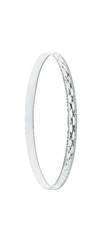 silver 4mm wide diamond cut bangle for ladies - Carathea jewellers