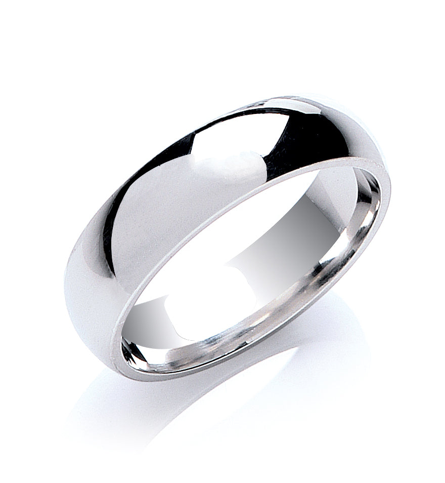 silver court profile wedding band ring | Carathea