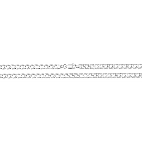 Silver 5mm Wide Flat Open Curb Chain Necklace (Various Lengths)
