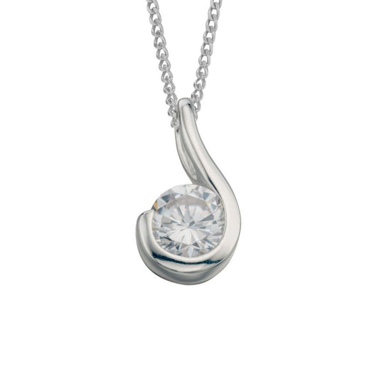 Silver Swirl Pendant with Cubic Zirconia