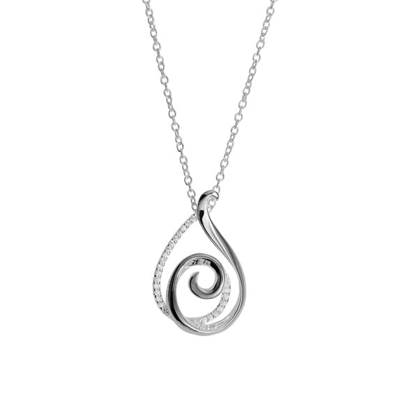 silver swirl pendant with cubic zirconia's - Carathea