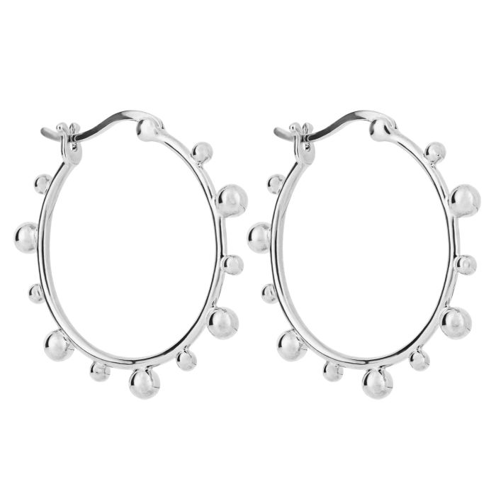 Silver hoop earrings with balls - Carathea