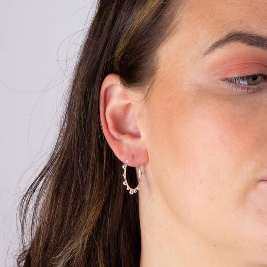 Silver Hoop earrings with Balls - Carathea