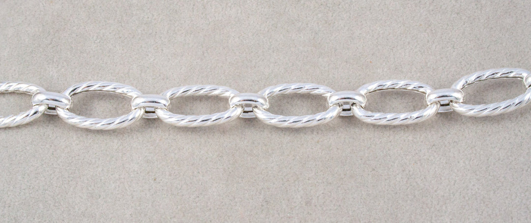 Silver Twisted Oval Linked Bracelet
