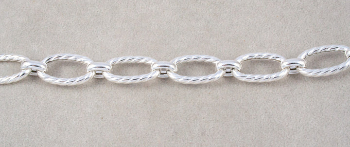 Silver Twisted Oval Linked Bracelet