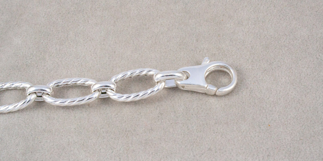 Silver Twisted Oval Linked Bracelet