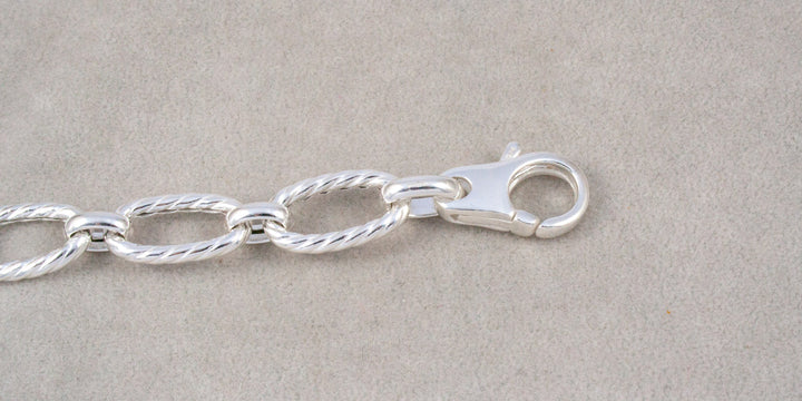 Silver Twisted Oval Linked Bracelet
