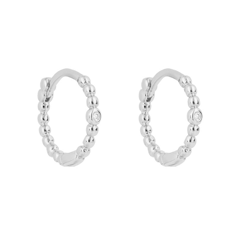 Sterling silver beaded hot sale hoop earrings