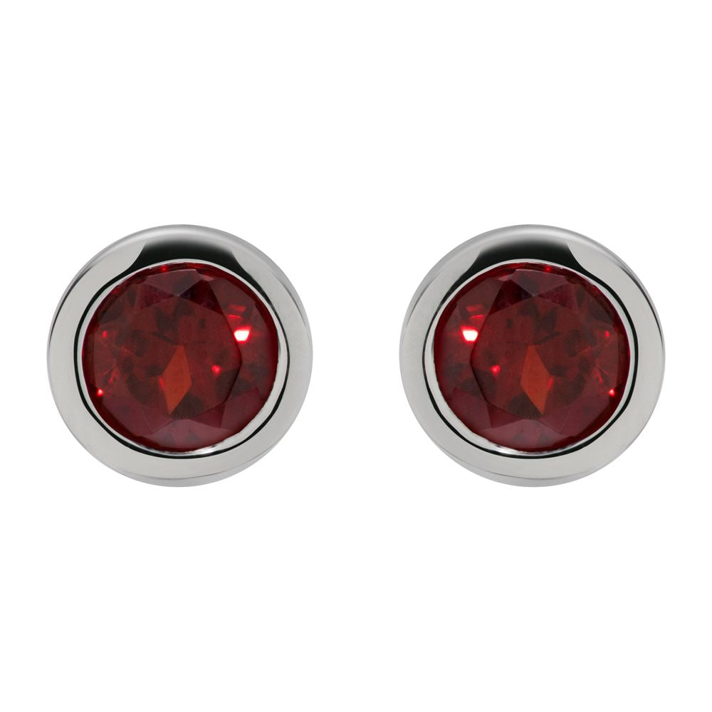 Silver stud earrings with garnet - Carathea