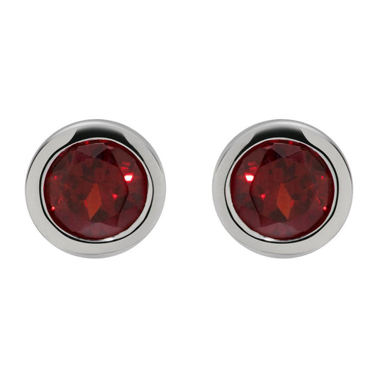 Silver stud earrings with garnet - Carathea