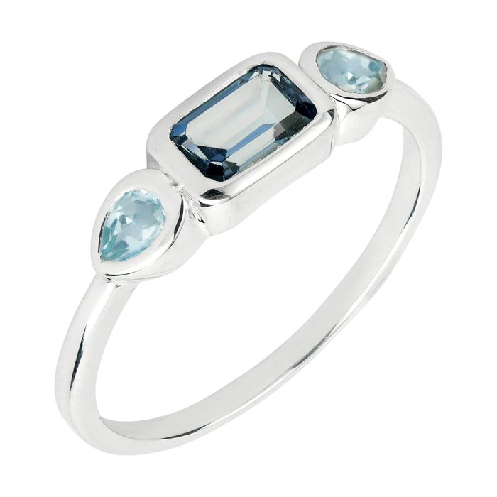 Silver Blue Topaz Iris ring