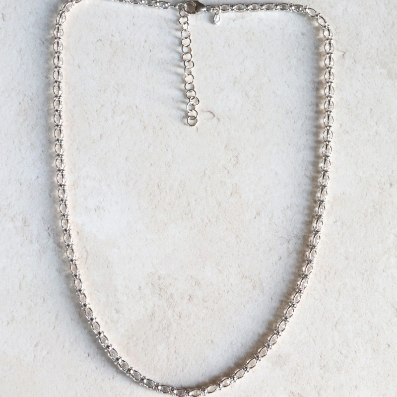 Silver Enclosed CZ Tennis Necklace - Carathea jewellers