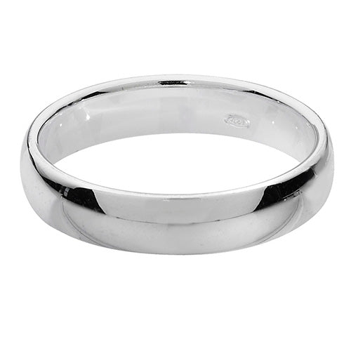 Silver 4mm Court Shape Plain Wedding Band Rings Hanron J 