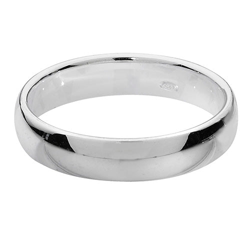 silver 4mm soft court wedding band - Carathea