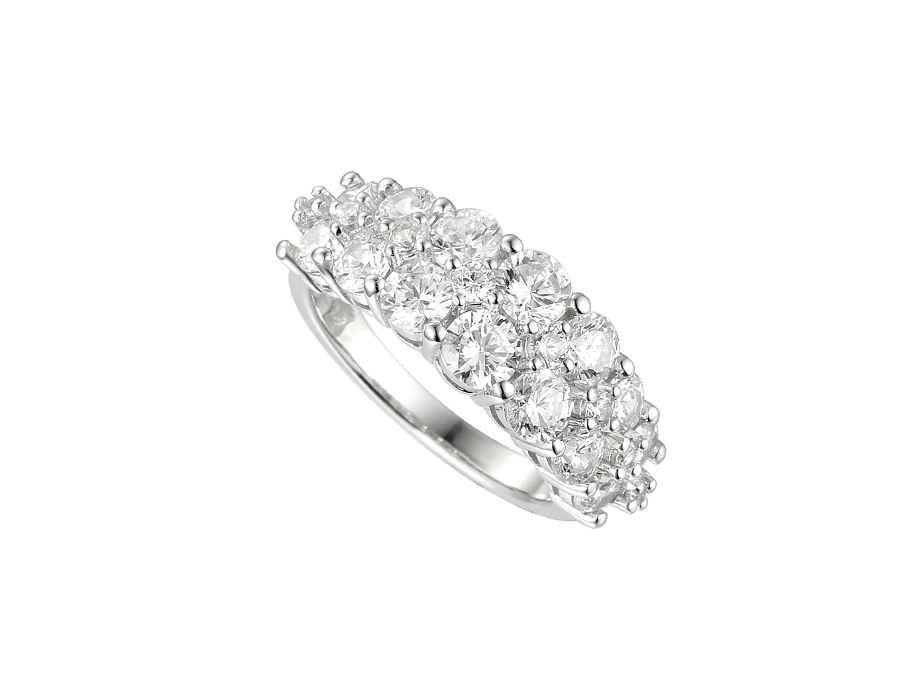 Silver CZ Cluster Band Ring