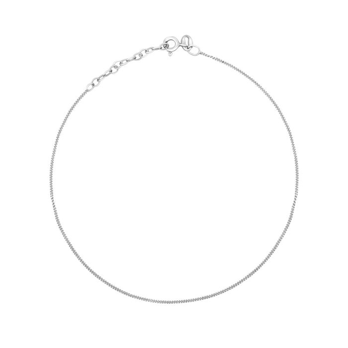 Silver fine curb chain anklet - Carathea jewellers