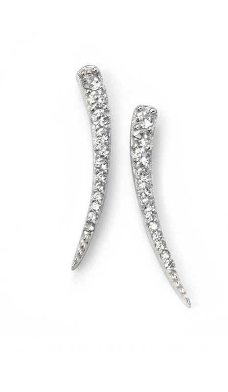 silver curved CZ stud earrings - Jewellery carathea