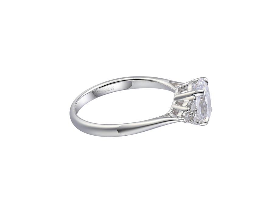 Silver Ring with Oval Cubic Zirconia
