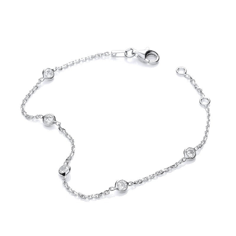 Silver cz rubover Station bracelet - Carathea