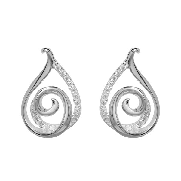 silver and CZ swirl stud earrings - Carathea jewellers