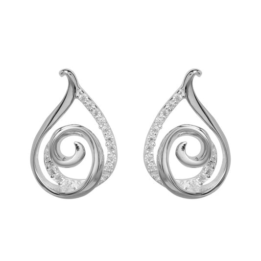 silver and CZ swirl stud earrings - Carathea jewellers