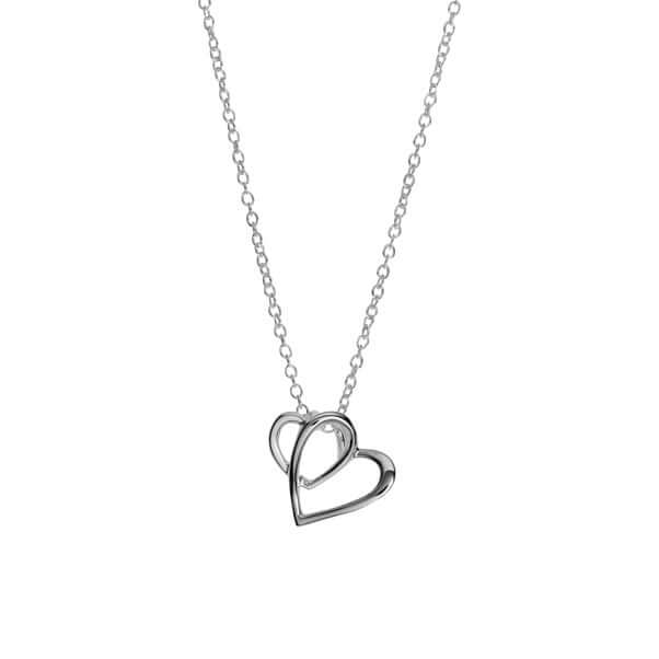 Silver Double Openwork Heart Pendant