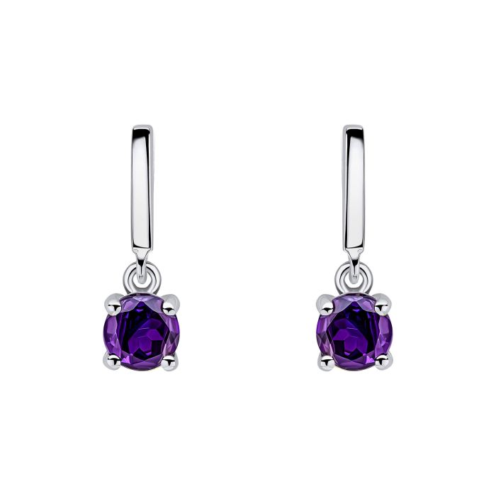 silver drop earrings with amethyst - Carathea jewellers