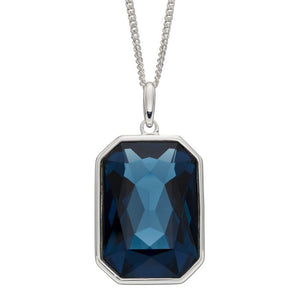 silver octagonal montana crystal pendant - Carathea jewellers