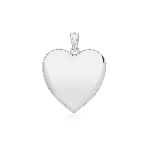 Silver Large Plain Heart Locket Pendant