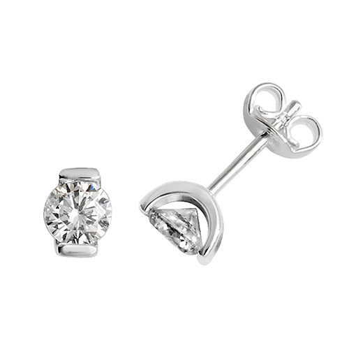 large part bezel set cz stud earrings | Carathea