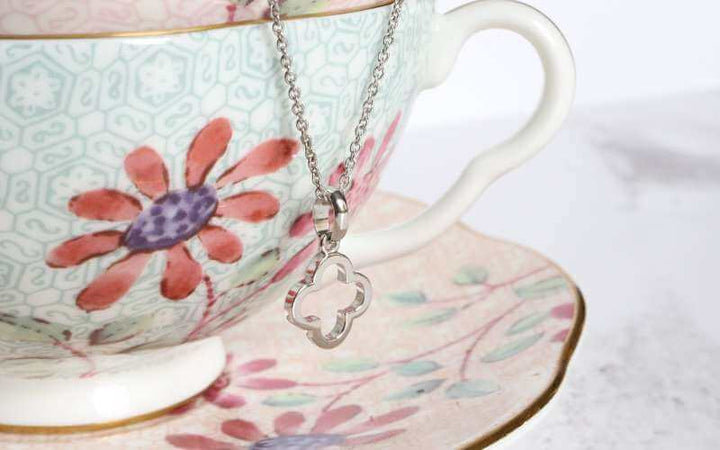 silver quatrefoil pendant on chain - Carathea & Jools