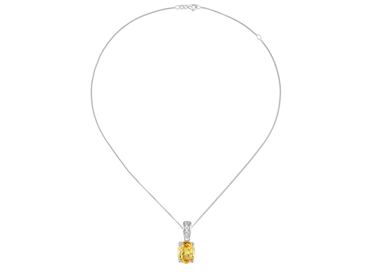 Silver oval citrine pendant with cz bale - Carathea jewellers