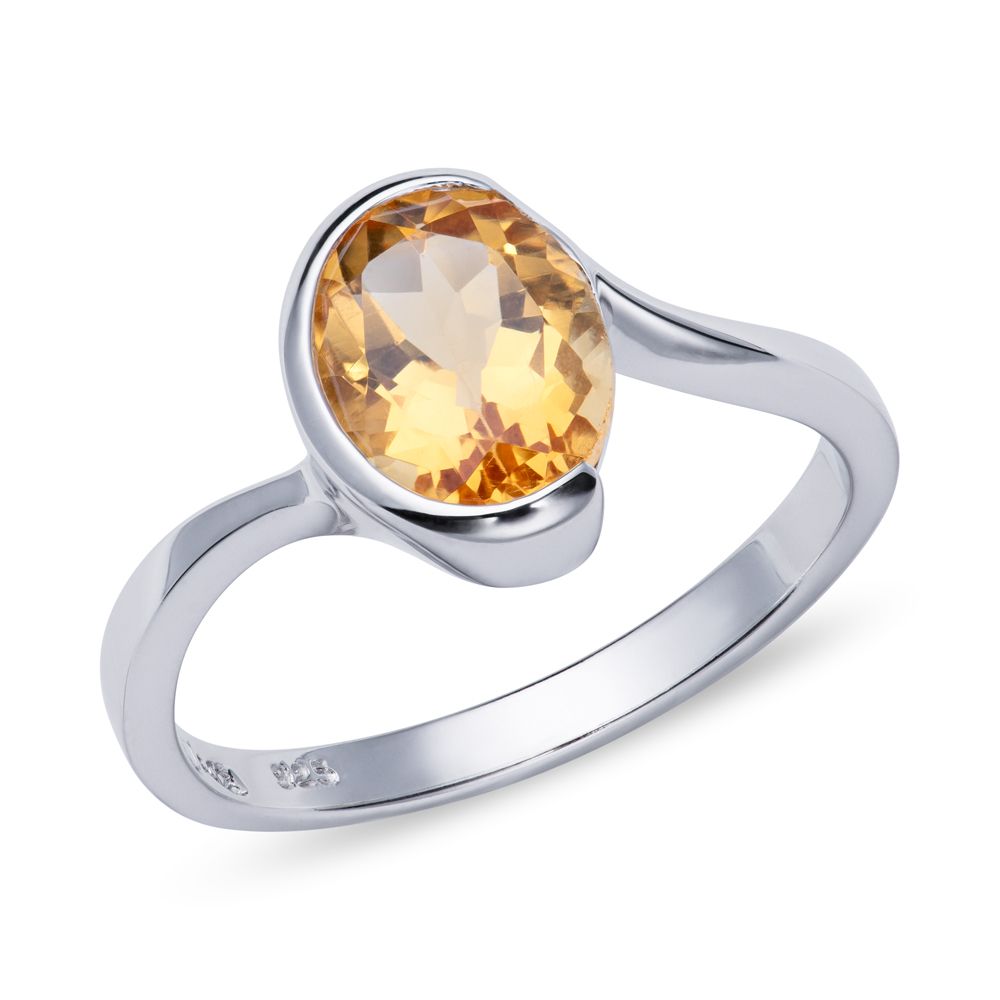 silver ring with oval citrine - carathea jewellers
