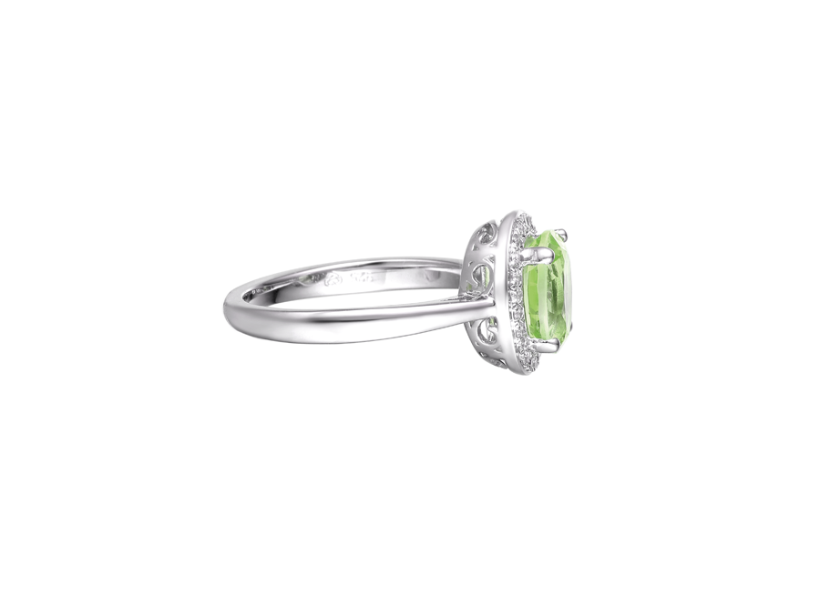 Silver oval peridot CZ cluster ring - Carathea
