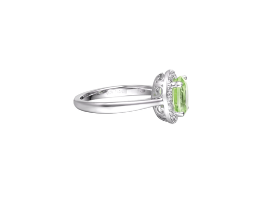 Silver oval peridot CZ cluster ring - Carathea