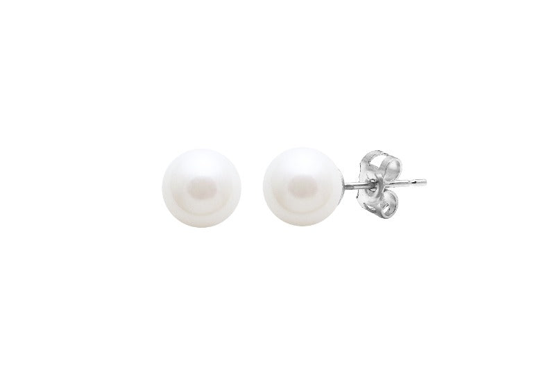 silver white cultured river pearl earrings 6.0-6.5mm - Carathea jewellers