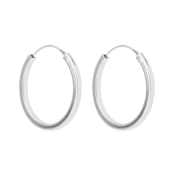 Large Silver square cut round hoop earrings - Carathea