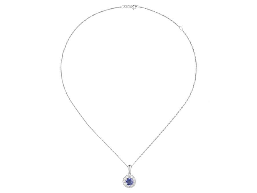 Silver tanzanite and cz cluster pendant - Carathea