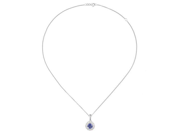 Silver tanzanite and cz cluster pendant - Carathea