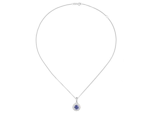 Silver tanzanite and cz cluster pendant - Carathea