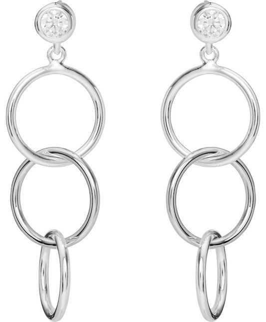 silver three open circle earrings with CZ - Carathea jewellers