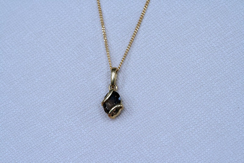 smokey quartz gold pendant - Carathea